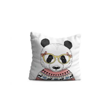 Perna decorativa Panda w glasses, Oyo Kids, 43x43 cm, poliester, multicolor