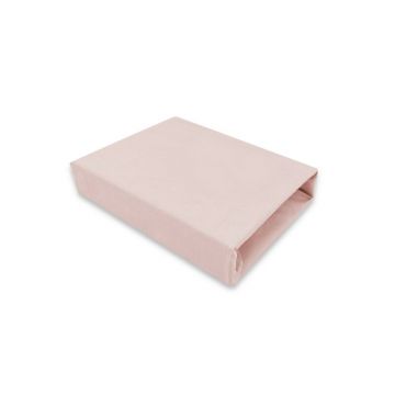 Cearceaf cu elastic, MimiNu, Jerse, Pentru patut 120X60 cm, Material certificat Oeko Tex Standard 100, Powder Pink