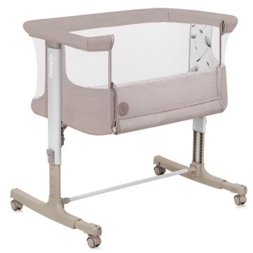 Patut co-sleeper, Lionelo, Aurora, 3 in 1, Cu leganare si setare unghiulara, Include saltea cu densitate T25 si geanta transport, Reglabil in 5 pozitii, Pana la 9 kg, 0 luni+, 85x60x66 cm, Certificari EN 1130:2019+AC:2020, EN 16890:2, Bej