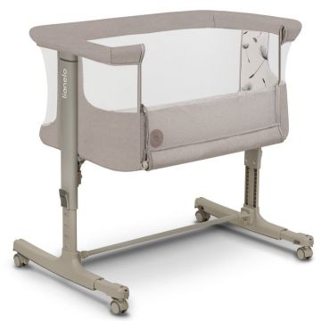 Patut co-sleeper, Lionelo, Aurora, 3 in 1, Cu leganare si setare unghiulara, Include saltea cu densitate T25 si geanta transport, Reglabil in 5 pozitii, Pana la 9 kg, 0 luni+, 85x60x66 cm, Certificari EN 1130:2019+AC:2020, EN 16890:2, Bej