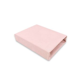 Cearceaf cu elastic, Qmini, Pentru patut co-sleeper, Aurora, Dimensiune 76 x 43 cm, Din bumbac certificat Oeko Tex Standard 100, Powder Pink