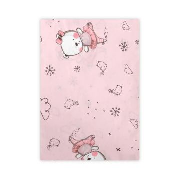 Cearsaf de pat Lorelli Classic 150 x 100 cm Ballerina Bear Pink