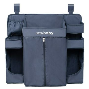 Organizator pentru patut, New Baby, Maxi, Pentru depozitare necesitati bebe sau jucarii, Bine compartimentat, 58x50 cm, Blue