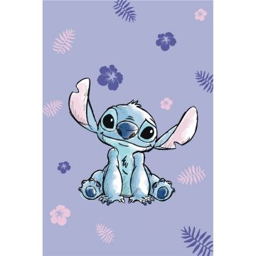 Pătură pentru copii mov din microflanel 100x150 cm Lilo and Stitch – Jerry Fabrics