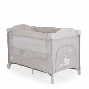 Patut pliabil Moni cu doua nivele si roti Sleepy New Grey 120x60 cm