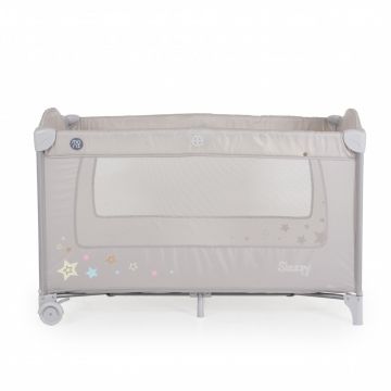 Patut pliabil Moni cu doua nivele si roti Sleepy New Grey 120x60 cm