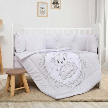 Set lenjerie bumbac 5 piese Lorelli Lili 60 x 120 cm Bear Grey