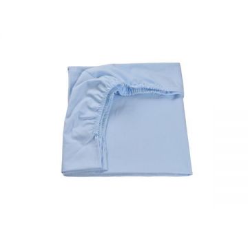 Cearsaf pat bumbac 100% culoare bleu 90x200x10 cm