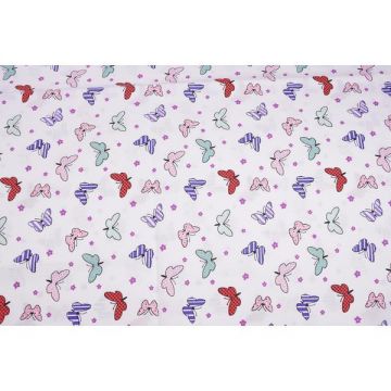 Lenjerie 6 piese patut 120x60 cm bumbac 100% model fluturasi multicolori