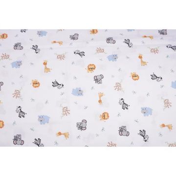 Lenjerie patut 120x60 cm, 3 piese bumbac 100% model animalute safari