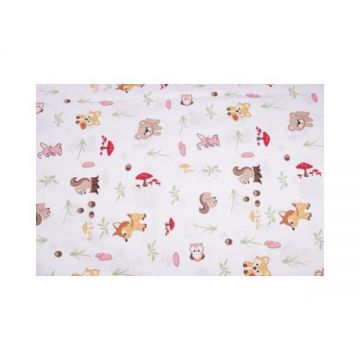 Lenjerie patut 120x60 cm, 3 piese bumbac 100% model animalute si ciuperci