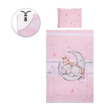 Set lenjerie de pat 5 piese Lorelli Cosy 2024 Butterflies Pink