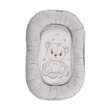 Baby nest, bumbac ranforce, Lorelli Little Bear, 92 x 58 cm, Grey