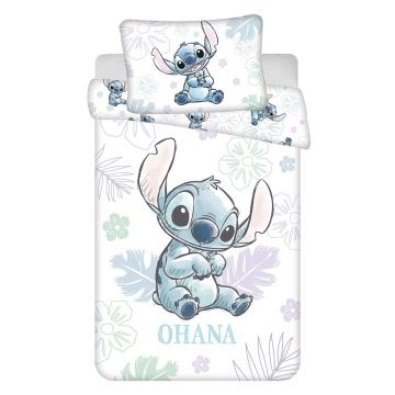 Lenjerie de pat pentru copii albă din bumbac pentru pătuț 100x135 cm Lilo and Stitch Lenjerie de pat pentru copii albă din bumbac pentru pătuț 100x135 cm Lilo and Stitch