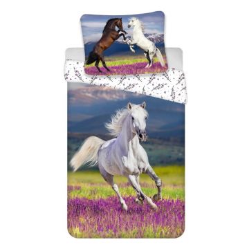 Lenjerie de pat pentru copii din bumbac pentru pat de o persoană 140x200 cm Horse Lenjerie de pat pentru copii din bumbac pentru pat de o persoană 140x200 cm Horse
