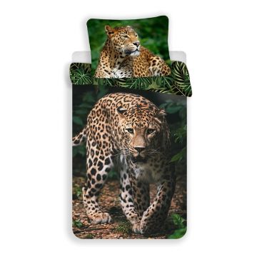 Lenjerie de pat pentru copii din bumbac pentru pat de o persoană 140x200 cm Leopard Lenjerie de pat pentru copii din bumbac pentru pat de o persoană 140x200 cm Leopard