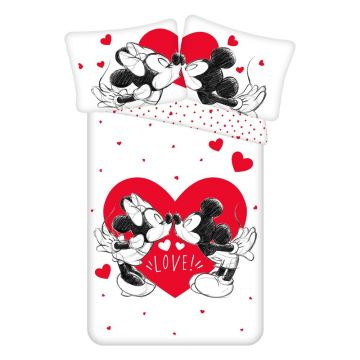Lenjerie de pat pentru copii roșie-albă din bumbac pentru pat de o persoană 140x200 cm Mickey and Minnie Lenjerie de pat pentru copii roșie-albă din bumbac pentru pat de o persoană 140x200 cm Mickey and Minnie