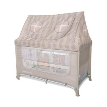 Patut pliabil, Lorelli Sweet Home, 2 nivele, acoperis detasabil cu plasa de insecte, Beige