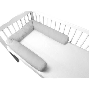 Aparatoare pentru patut, MimiNu, Tip rulou, Cu husa detasabila, Lungime 180 cm, Din bumbac certificat Oeko Tex Standard 100, Colectia Royal, Grey Aparatoare pentru patut, MimiNu, Tip rulou, Cu husa detasabila, Lungime 180 cm, Din bumbac certificat Oeko Tex Standard 100, Colectia Royal, Grey