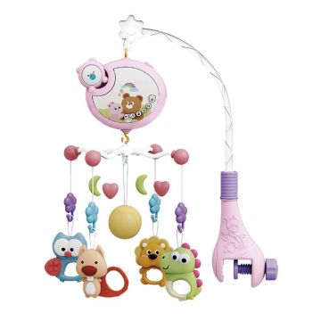 Carusel muzical pentru patut, Bebe Stars, Cu ursuleti si proiector de stele, Pink Carusel muzical pentru patut, Bebe Stars, Cu ursuleti si proiector de stele, Pink