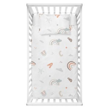 Lenjerie de pat pentru copii albă din bumbac ranforcé pentru pătuț 100x150 cm Abc – Mijolnir Lenjerie de pat pentru copii albă din bumbac ranforcé pentru pătuț 100x150 cm Abc – Mijolnir