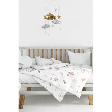 Lenjerie de pat pentru copii albă din bumbac ranforcé pentru pătuț 100x150 cm Abc – Mijolnir Lenjerie de pat pentru copii albă din bumbac ranforcé pentru pătuț 100x150 cm Abc – Mijolnir