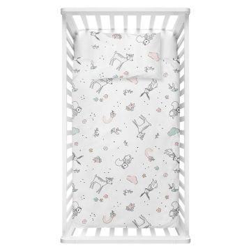 Lenjerie de pat pentru copii albă din bumbac ranforcé pentru pătuț 100x150 cm Flowers – Mijolnir Lenjerie de pat pentru copii albă din bumbac ranforcé pentru pătuț 100x150 cm Flowers – Mijolnir