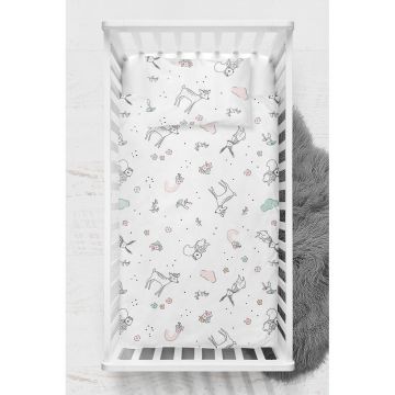 Lenjerie de pat pentru copii albă din bumbac ranforcé pentru pătuț 100x150 cm Flowers – Mijolnir Lenjerie de pat pentru copii albă din bumbac ranforcé pentru pătuț 100x150 cm Flowers – Mijolnir