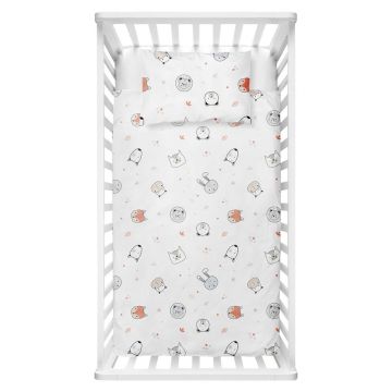 Lenjerie de pat pentru copii albă din bumbac ranforcé pentru pătuț 100x150 cm Safari – Mijolnir Lenjerie de pat pentru copii albă din bumbac ranforcé pentru pătuț 100x150 cm Safari – Mijolnir