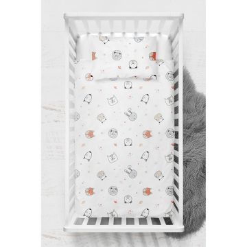 Lenjerie de pat pentru copii albă din bumbac ranforcé pentru pătuț 100x150 cm Safari – Mijolnir Lenjerie de pat pentru copii albă din bumbac ranforcé pentru pătuț 100x150 cm Safari – Mijolnir