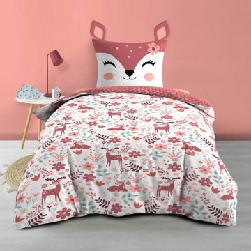 Lenjerie de pat pentru copii albă/roz din bumbac pentru pat de o persoană 140x200 cm Bichette – douceur d'intérieur Lenjerie de pat pentru copii albă/roz din bumbac pentru pat de o persoană 140x200 cm Bichette – douceur d'intérieur