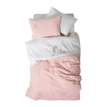 Lenjerie de pat pentru copii albă-roz din bumbac pentru pătuț cu cearceaf inclus, cu 4 piese 100x150 cm Bonic – Mijolnir Lenjerie de pat pentru copii albă-roz din bumbac pentru pătuț cu cearceaf inclus, cu 4 piese 100x150 cm Bonic – Mijolnir