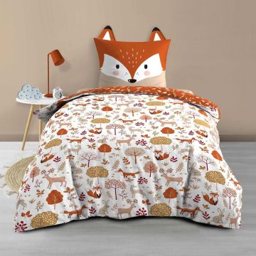 Lenjerie de pat pentru copii albă/teracotă din bumbac pentru pat de o persoană 140x200 cm Roxy – douceur d'intérieur Lenjerie de pat pentru copii albă/teracotă din bumbac pentru pat de o persoană 140x200 cm Roxy – douceur d'intérieur