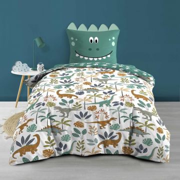 Lenjerie de pat pentru copii albă/verde din bumbac pentru pat de o persoană 140x200 cm Dina – douceur d'intérieur Lenjerie de pat pentru copii albă/verde din bumbac pentru pat de o persoană 140x200 cm Dina – douceur d'intérieur