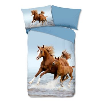 Lenjerie de pat pentru copii albastră din bumbac pentru pat de o persoană 140x200 cm Free – Good Morning Lenjerie de pat pentru copii albastră din bumbac pentru pat de o persoană 140x200 cm Free – Good Morning