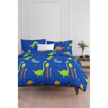 Lenjerie de pat pentru copii albastră pentru pat de o persoană 140x200 cm Dinolar – Mijolnir Lenjerie de pat pentru copii albastră pentru pat de o persoană 140x200 cm Dinolar – Mijolnir