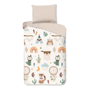 Lenjerie de pat pentru copii bej din bumbac pentru pat de o persoană 140x200 cm Remi – Good Morning Lenjerie de pat pentru copii bej din bumbac pentru pat de o persoană 140x200 cm Remi – Good Morning
