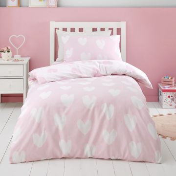 Lenjerie de pat pentru copii din flanelă pentru pătuț 120x150 cm Hearts – Catherine Lansfield Lenjerie de pat pentru copii din flanelă pentru pătuț 120x150 cm Hearts – Catherine Lansfield
