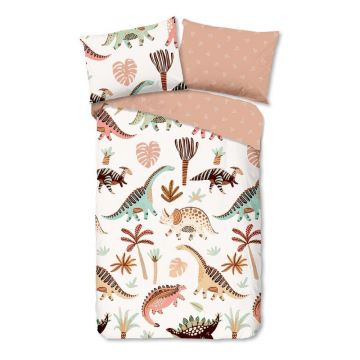 Lenjerie de pat pentru copii maro-bej din bumbac pentru pat de o persoană 140x200 cm Dino – Good Morning Lenjerie de pat pentru copii maro-bej din bumbac pentru pat de o persoană 140x200 cm Dino – Good Morning