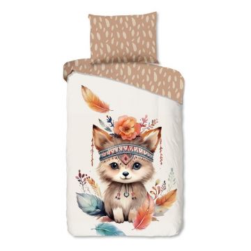 Lenjerie de pat pentru copii maro-bej din bumbac pentru pat de o persoană 140x200 cm Hay – Good Morning Lenjerie de pat pentru copii maro-bej din bumbac pentru pat de o persoană 140x200 cm Hay – Good Morning