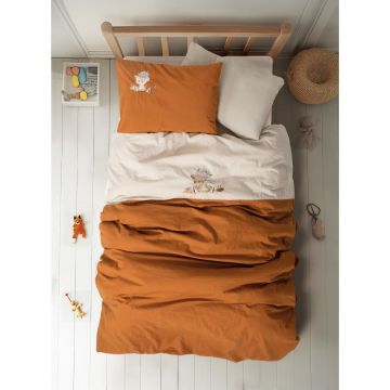 Lenjerie de pat pentru copii portocalie-bej din bumbac pentru pătuț, cu cearceaf inclus, cu 4 piese 100x150 cm Clever – Mijolnir Lenjerie de pat pentru copii portocalie-bej din bumbac pentru pătuț, cu cearceaf inclus, cu 4 piese 100x150 cm Clever – Mijolnir