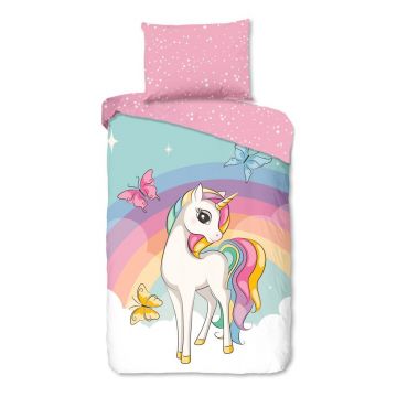 Lenjerie de pat pentru copii roz din bumbac pentru pat de o persoană 140x200 cm Dash – Good Morning Lenjerie de pat pentru copii roz din bumbac pentru pat de o persoană 140x200 cm Dash – Good Morning
