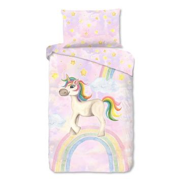 Lenjerie de pat pentru copii roz din bumbac pentru pat de o persoană 140x200 cm Unisweet – Good Morning Lenjerie de pat pentru copii roz din bumbac pentru pat de o persoană 140x200 cm Unisweet – Good Morning