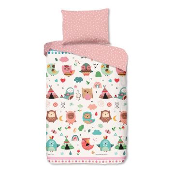 Lenjerie de pat pentru copii roz din bumbac pentru pat de o persoană 140x200 cm Wise – Good Morning Lenjerie de pat pentru copii roz din bumbac pentru pat de o persoană 140x200 cm Wise – Good Morning