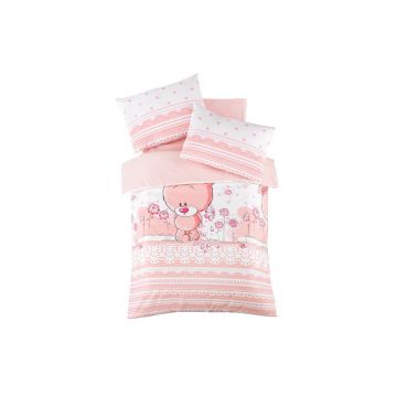 Lenjerie de pat pentru copii roz din bumbac ranforcé pentru pătuț cu cearceaf inclus, cu 4 piese 100x150 cm Pinky – Mijolnir Lenjerie de pat pentru copii roz din bumbac ranforcé pentru pătuț cu cearceaf inclus, cu 4 piese 100x150 cm Pinky – Mijolnir