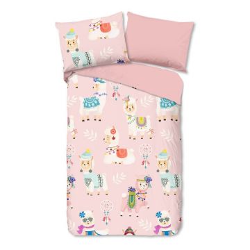 Lenjerie de pat pentru copii roz din flanelă pentru pat de o persoană 140x200 cm Ladida – Good Morning Lenjerie de pat pentru copii roz din flanelă pentru pat de o persoană 140x200 cm Ladida – Good Morning