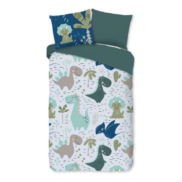 Lenjerie de pat pentru copii verde-albastră din microfibră pentru pat de o persoană 140x200 cm – Good Morning Lenjerie de pat pentru copii verde-albastră din microfibră pentru pat de o persoană 140x200 cm – Good Morning