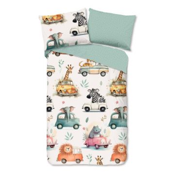 Lenjerie de pat pentru copii verde-bej din bumbac pentru pat de o persoană 140x200 cm Gogo – Good Morning Lenjerie de pat pentru copii verde-bej din bumbac pentru pat de o persoană 140x200 cm Gogo – Good Morning