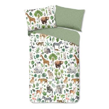 Lenjerie de pat pentru copii verde din bumbac pentru pat de o persoană 140x200 cm Samba – Good Morning Lenjerie de pat pentru copii verde din bumbac pentru pat de o persoană 140x200 cm Samba – Good Morning