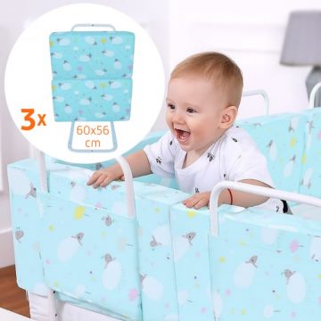 PACHET 3x Mini-Bumper 60x56 cm protectie pat, Turcoaz PACHET 3x Mini-Bumper 60x56 cm protectie pat, Turcoaz